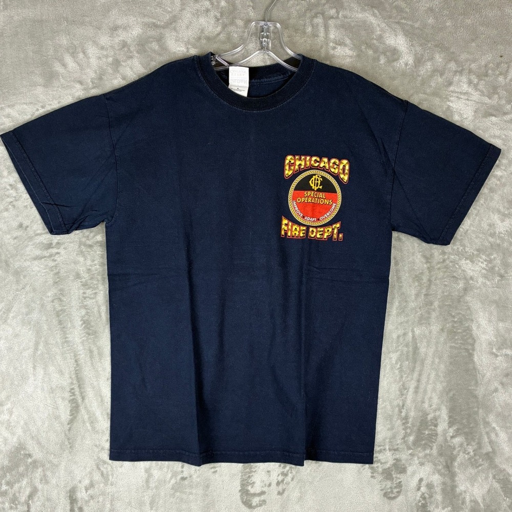 VTG‎ Gildan Chicago Fire Dept Special Operations Mens Navy Graphic T-Shirt M